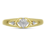 Inel din Argint 925 Placat cu Aur ( 2.17 grame ) cu Diamant Alb și Zircon Alb 0.04 Carate
