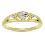 Inel din Argint 925 Placat cu Aur ( 2.17 grame ) cu Diamant Alb și Zircon Alb 0.04 Carate