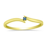 Inel din Argint 925 Placat cu Aur ( 1.4 grame ) cu Diamant Albastru 0.03 Carate