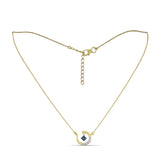 Colier din Argint 925 Placat cu Aur ( 2.44 grame ) cu Diamant Albastru și Zircon Alb 0.08 Carate