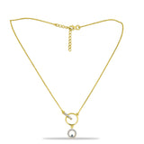 Colier din Argint 925 Placat cu Aur ( 2.72 grame ) cu Diamant Albastru și Zircon Alb 0.29 Carate