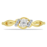 Inel din Argint 925 Placat cu Aur ( 1.73 grame ) cu Diamant Alb și Zircon Alb 0.09 Carate