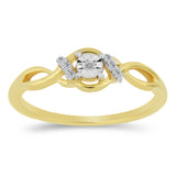 Inel din Argint 925 Placat cu Aur ( 1.73 grame ) cu Diamant Alb și Zircon Alb 0.09 Carate