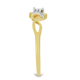 Inel din Argint 925 Placat cu Aur ( 1.73 grame ) cu Diamant Alb și Zircon Alb 0.09 Carate