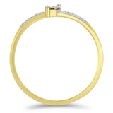 Inel din Argint 925 Placat cu Aur ( 1.39 grame ) cu Diamant Alb și Zircon Alb 0.11 Carate