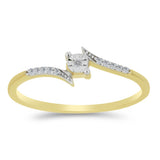 Inel din Argint 925 Placat cu Aur ( 1.39 grame ) cu Diamant Alb și Zircon Alb 0.11 Carate