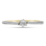 Inel din Argint 925 Placat cu Aur ( 1.55 grame ) cu Diamant Alb și Zircon Alb 0.21 Carate