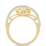 Inel din Argint 925 Placat cu Aur ( 3.75 grame ) cu Diamant Alb și Zircon Alb 0.69 Carate