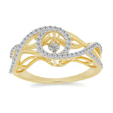 Inel din Argint 925 Placat cu Aur ( 3.75 grame ) cu Diamant Alb și Zircon Alb 0.69 Carate