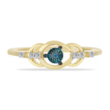 Inel din Argint 925 Placat cu Aur ( 1.6 grame ) cu Diamant Albastru și Zircon Alb 0.1 Carate