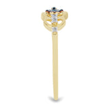 Inel din Argint 925 Placat cu Aur ( 1.6 grame ) cu Diamant Albastru și Zircon Alb 0.1 Carate