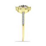 Inel din Argint 925 Placat cu Aur ( 3.67 grame ) cu Diamant Roșu și Zircon Alb 0.16 Carate