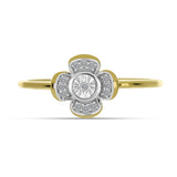 Inel din Argint 925 Placat cu Aur ( 1.92 grame ) cu Diamant Alb și Zircon Alb 0.12 Carate