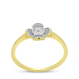 Inel din Argint 925 Placat cu Aur ( 1.92 grame ) cu Diamant Alb și Zircon Alb 0.12 Carate