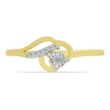 Inel din Argint 925 Placat cu Aur ( 1.53 grame ) cu Diamant Alb și Zircon Alb 0.06 Carate
