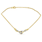 Colier din Argint 925 Placat cu Aur ( 5.97 grame ) cu Diamant Alb și Zircon Alb 0.29 Carate