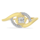Inel din Argint 925 Placat cu Aur ( 1.9 grame ) cu Diamant Alb și Zircon Alb 0.12 Carate