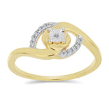 Inel din Argint 925 Placat cu Aur ( 1.9 grame ) cu Diamant Alb și Zircon Alb 0.12 Carate