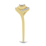 Inel din Argint 925 Placat cu Aur ( 1.9 grame ) cu Diamant Alb și Zircon Alb 0.12 Carate