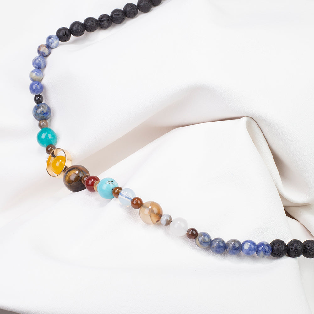 Colier din Pepită ( 25.87 grame ) cu Lapis Lazuli și Ochi de Tigru