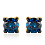 Cercei din Argint 925 Placat cu Aur ( 0.61 grame ) cu Diamant Albastru 0.26 Carate