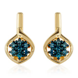Cercei din Argint 925 Placat cu Aur ( 2.52 grame ) cu Diamant Albastru 0.12 Carate