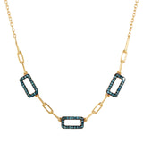 Colier din Argint 925 Placat cu Aur ( 3.82 grame ) cu Diamant Albastru 0.4 Carate