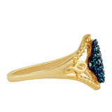 Inel din Argint 925 Placat cu Aur ( 2.96 grame ) cu Diamant Albastru 0.06 Carate