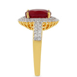 Inel din Argint 925 Placat cu Aur ( 3.39 grame ) cu Rubin Thailandez și Topaz Alb 4.87 Carate