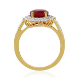 Inel din Argint 925 Placat cu Aur ( 3.39 grame ) cu Rubin Thailandez și Topaz Alb 4.87 Carate