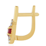 Cercei din Argint 925 Placat cu Aur ( 2.37 grame ) cu Rubin Thailandez și Topaz Alb 0.65 Carate