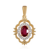 Pandantiv din Argint 925 Placat cu Aur ( 1.4 grame ) cu Rubin Thailandez și Topaz Alb 1.37 Carate