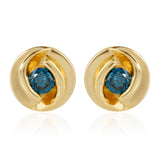 Cercei din Argint 925 Placat cu Aur ( 0.78 grame ) cu Diamant Albastru 0.07 Carate