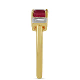 Inel din Argint 925 Placat cu Aur ( 2.73 grame ) cu Rubin Thailandez și Topaz Alb 1.91 Carate