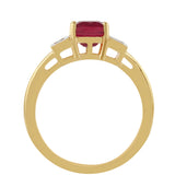 Inel din Argint 925 Placat cu Aur ( 2.73 grame ) cu Rubin Thailandez și Topaz Alb 1.91 Carate