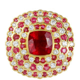 Inel din Argint 925 Placat cu Aur ( 6.24 grame ) cu Rubin Thailandez și Topaz Alb 6.36 Carate