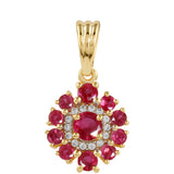 Pandantiv din Argint 925 Placat cu Aur ( 1.03 grame ) cu Rubin Thailandez și Topaz Alb 0.99 Carate