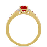 Inel din Argint 925 Placat cu Aur ( 1.71 grame ) cu Rubin Thailandez și Topaz Alb 1.91 Carate