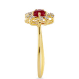 Inel din Argint 925 Placat cu Aur ( 1.28 grame ) cu Rubin Thailandez și Topaz Alb 0.45 Carate