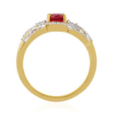 Inel din Argint 925 Placat cu Aur ( 3.41 grame ) cu Rubin Thailandez și Topaz Alb 3.11 Carate