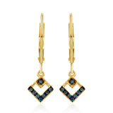 Cercei din Argint 925 Placat cu Aur ( 1.4 grame ) cu Diamant Albastru 0.16 Carate