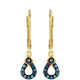 Cercei din Argint 925 Placat cu Aur ( 1.58 grame ) cu Diamant Albastru 0.17 Carate