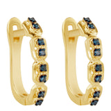 Cercei din Argint 925 Placat cu Aur ( 2.65 grame ) cu Diamant Albastru 0.16 Carate