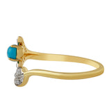 Inel din Argint 925 Placat cu Aur ( 1.66 grame ) cu Turcoaz ”Frumoasa Adormită” și Topaz Alb 0.59 Carate
