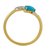 Inel din Argint 925 Placat cu Aur ( 1.66 grame ) cu Turcoaz ”Frumoasa Adormită” și Topaz Alb 0.59 Carate