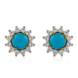 Cercei din Argint 925 Placat cu Aur ( 1.22 grame ) cu Turcoaz ”Frumoasa Adormită” și Topaz Alb 0.87 Carate