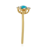 Inel din Argint 925 Placat cu Aur ( 1.87 grame ) cu Turcoaz ”Frumoasa Adormită” și Topaz Alb 0.51 Carate