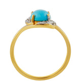 Inel din Argint 925 Placat cu Aur ( 2.01 grame ) cu Turcoaz ”Frumoasa Adormită” și Topaz Alb 1.38 Carate