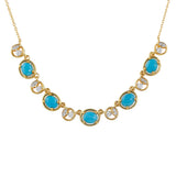 Colier din Argint 925 Placat cu Aur ( 4.16 grame ) cu Turcoaz ”Frumoasa Adormită” și Topaz Alb 1.36 Carate