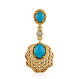 Pandantiv din Argint 925 Placat cu Aur ( 1.42 grame ) cu Turcoaz ”Frumoasa Adormită” și Topaz Alb 0.55 Carate